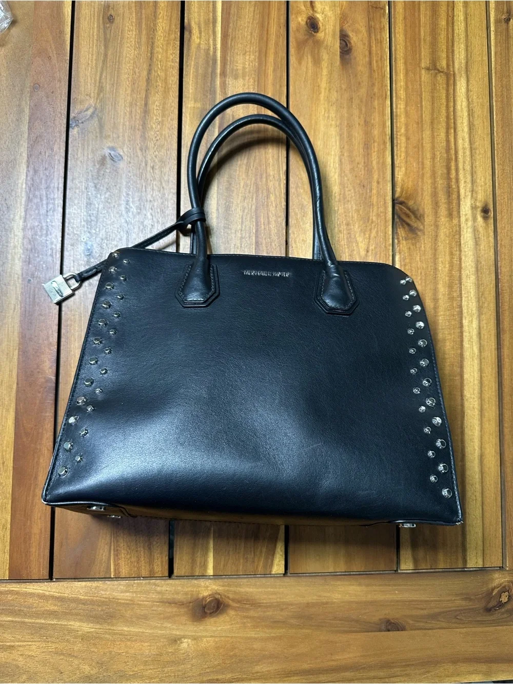 Michael Kors Studio Mercer Large Black Leather Studded Tote